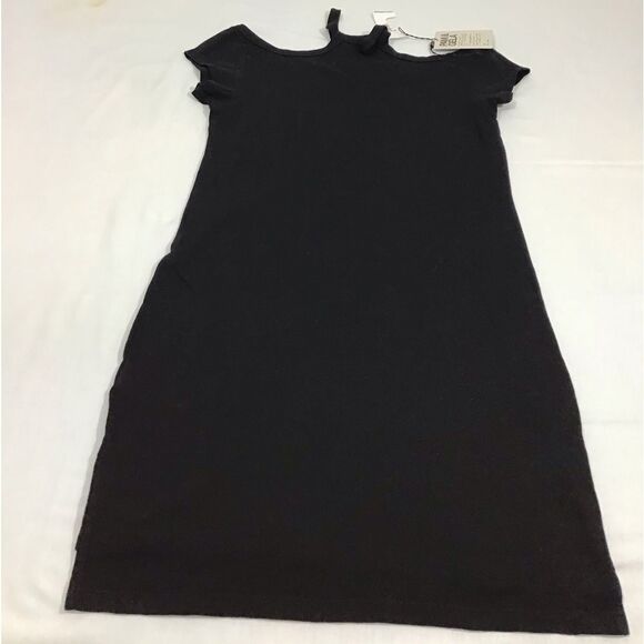 Pam & Gela Black Cold Shoulder Mini Dress Cut Out T-shirt New Size Small - Picture 5 of 10